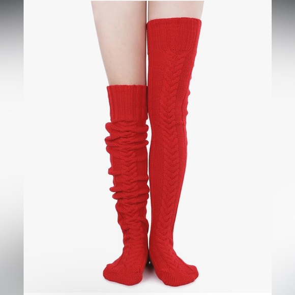 Women Thigh High Stockings Cable Knit Boot Socks Long Over the Knee Leg Warmers - Picture 4 of 9